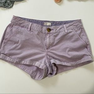 So lavender shorts with tortoise shell button